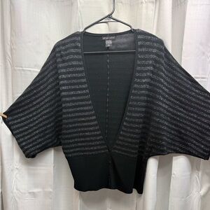 New York & Company Black and Gray Striped Cardigan
